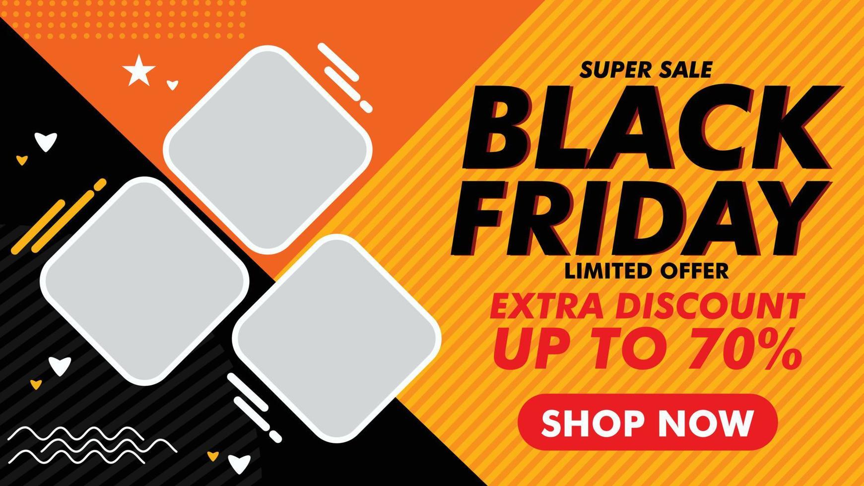 Horizontal banner template for black friday clearance vector