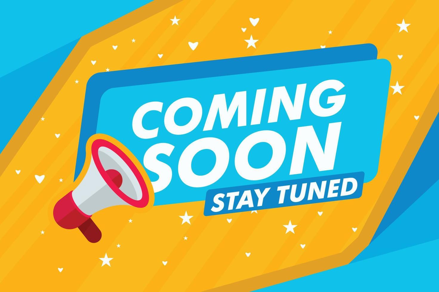 Creative coming soon teaser yellow and blue background Vector