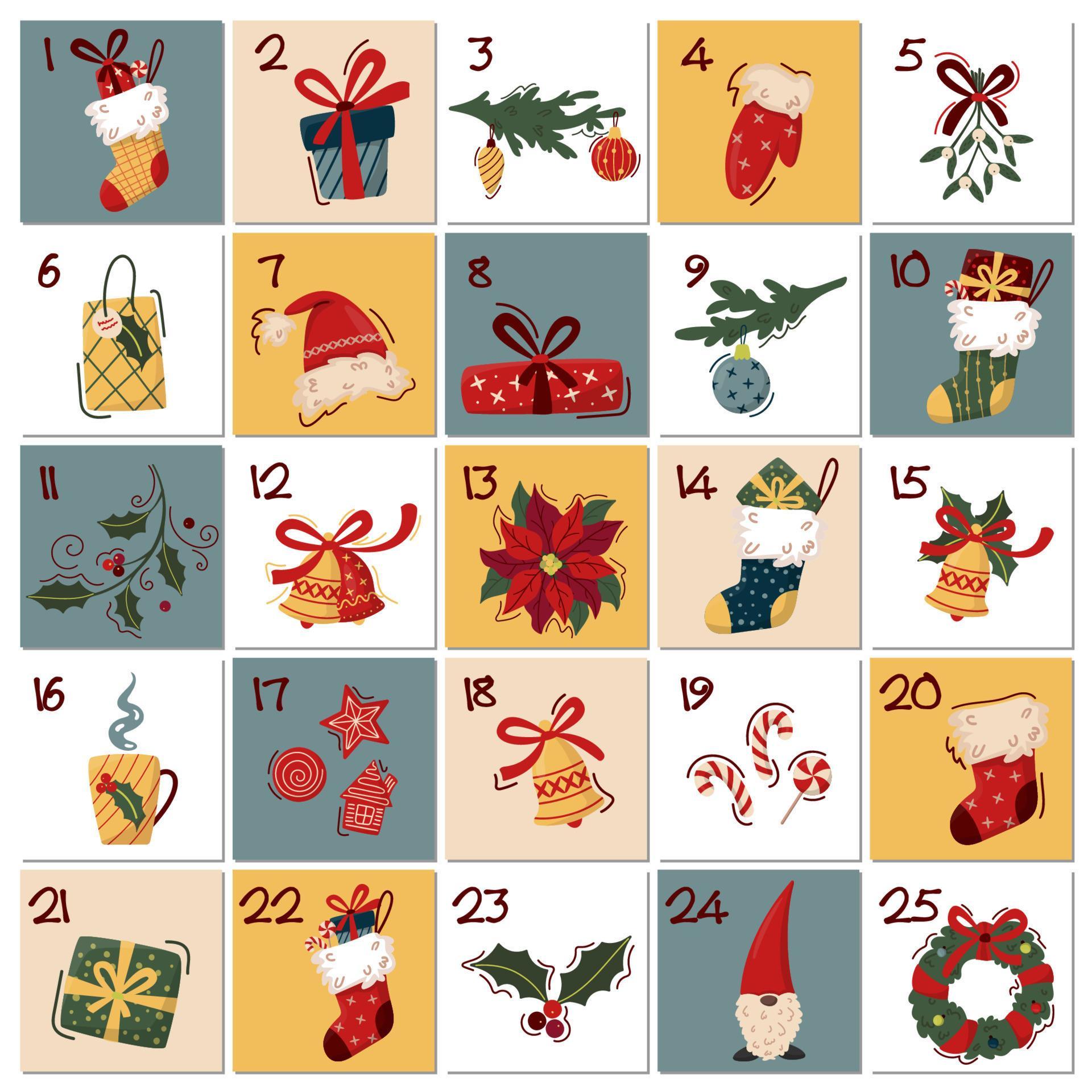 Christmas advent calendar template 4243826 Vector Art at Vecteezy