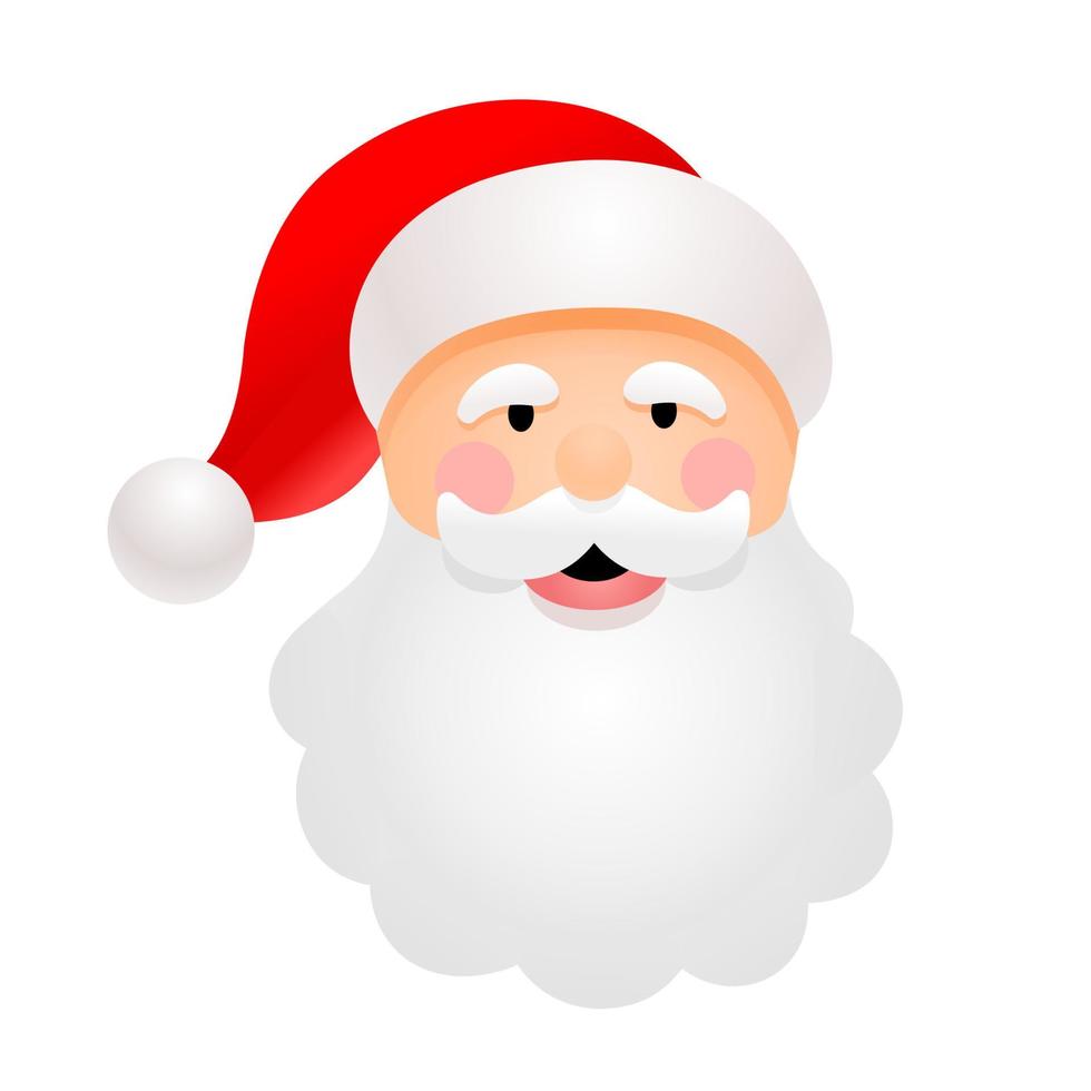 Head of Santa Claus. The image of the New Year. Vector illustration isolated on white background.