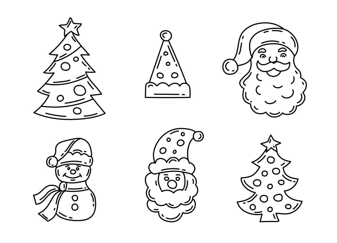 Merry Christmas doodle icons set. New year theme vector illustration