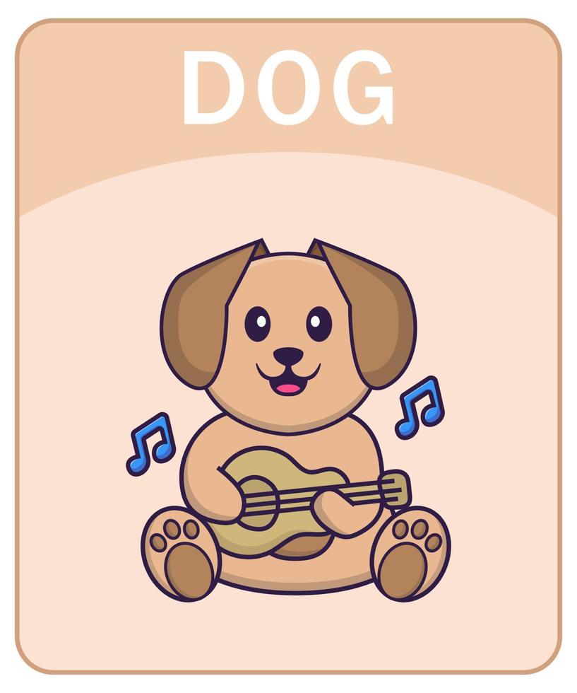 flashcard del alfabeto con personaje de dibujos animados lindo perro. vector