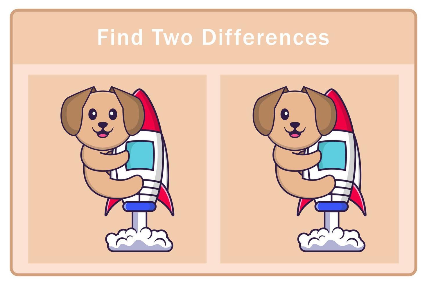 Cute dog cartoon character. Find differences. Educational game for children. Cartoon vector illustration