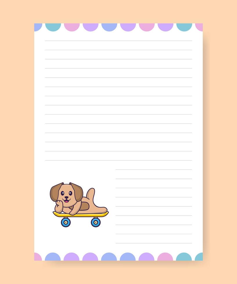 Planner page and to do list with cute dog. Cartoon vector illustration.