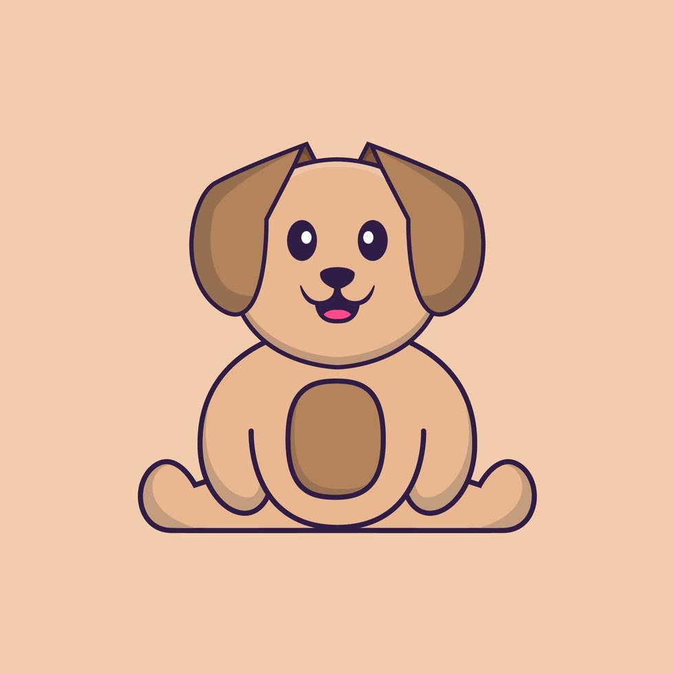 Ilustración de vector de personaje de dibujos animados de perro lindo.