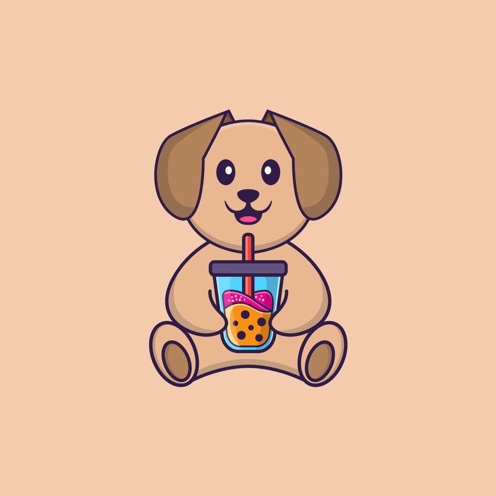 Ilustración de vector de personaje de dibujos animados de perro lindo.