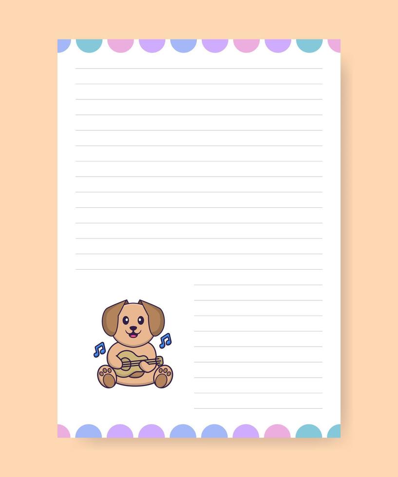 Planner page and to do list with cute dog. Cartoon vector illustration.