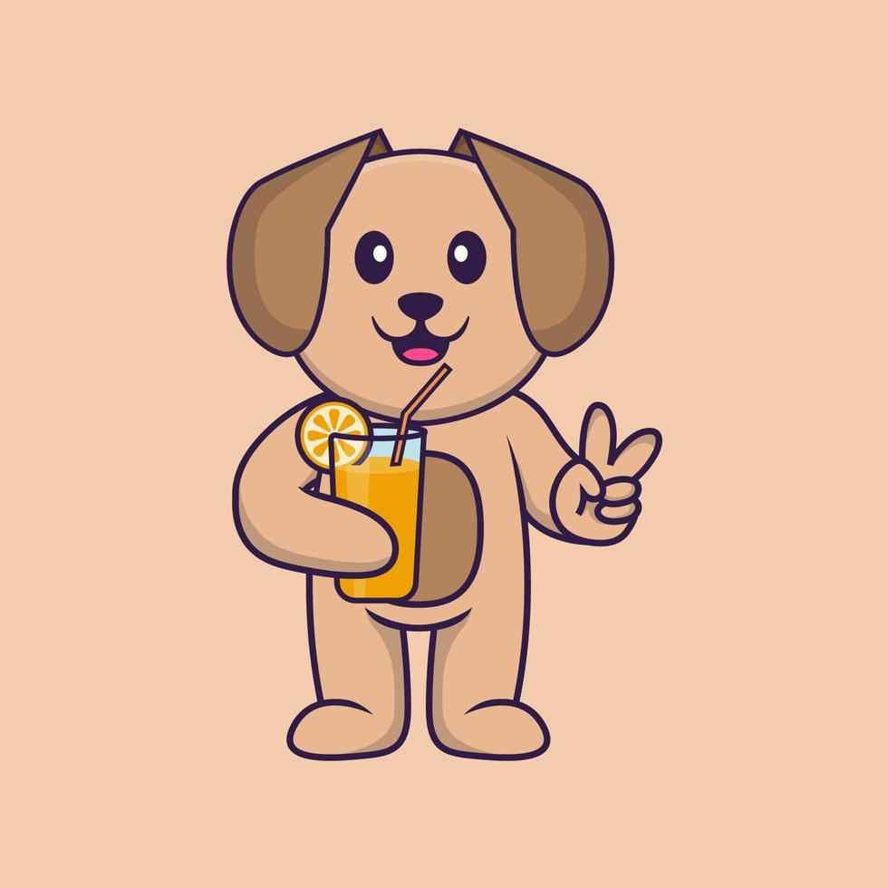 Ilustración de vector de personaje de dibujos animados de perro lindo.