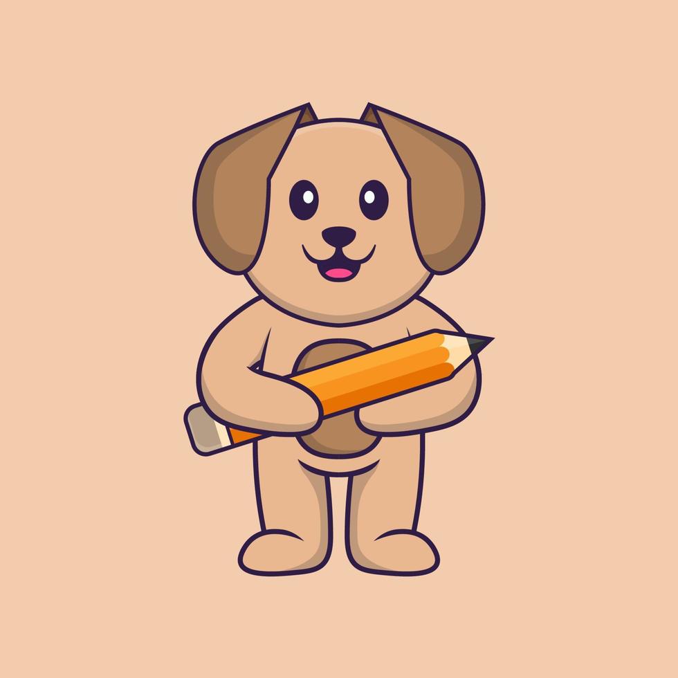 Ilustración de vector de personaje de dibujos animados de perro lindo.