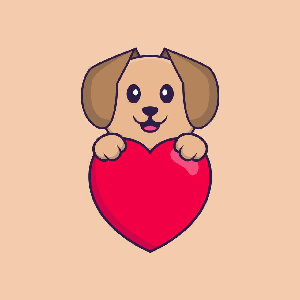 Ilustración de vector de personaje de dibujos animados de perro lindo.