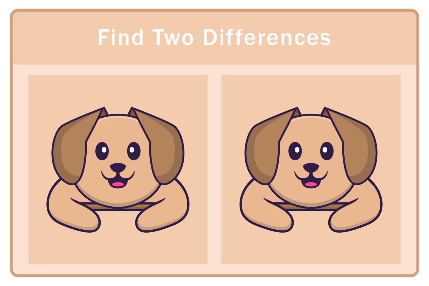 Cute dog cartoon character. Find differences. Educational game for children. Cartoon vector illustration