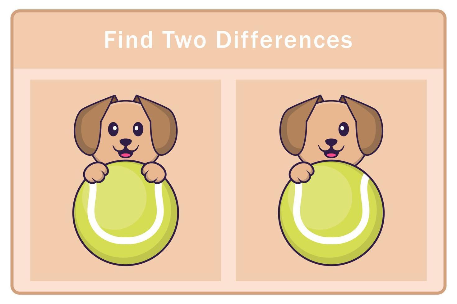Cute dog cartoon character. Find differences. Educational game for children. Cartoon vector illustration