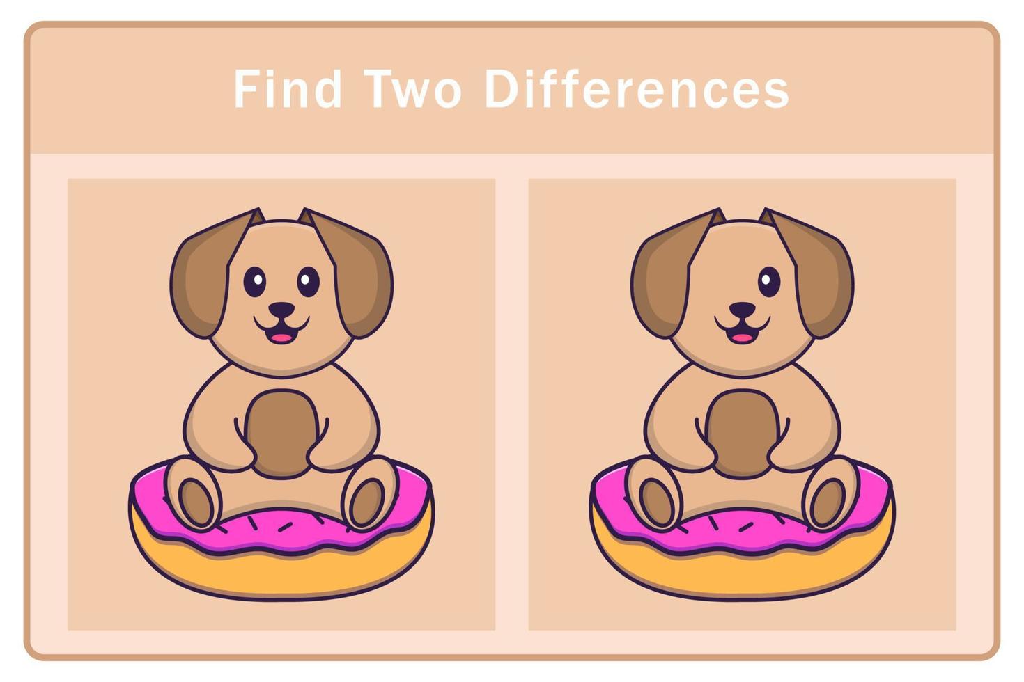 Cute dog cartoon character. Find differences. Educational game for children. Cartoon vector illustration