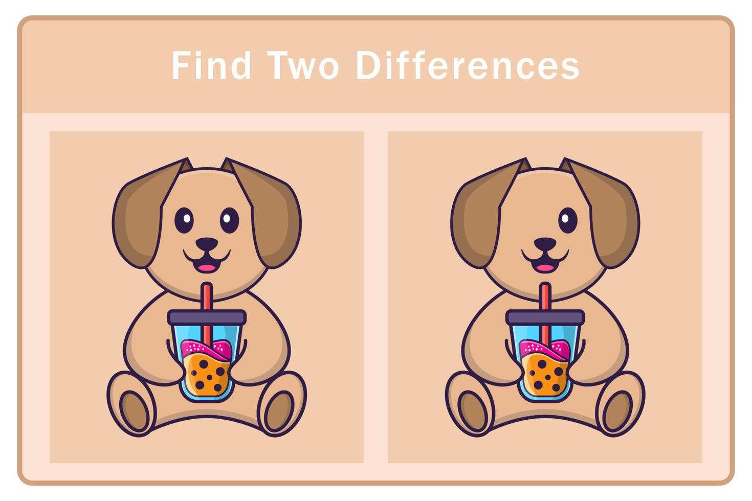 Cute dog cartoon character. Find differences. Educational game for children. Cartoon vector illustration