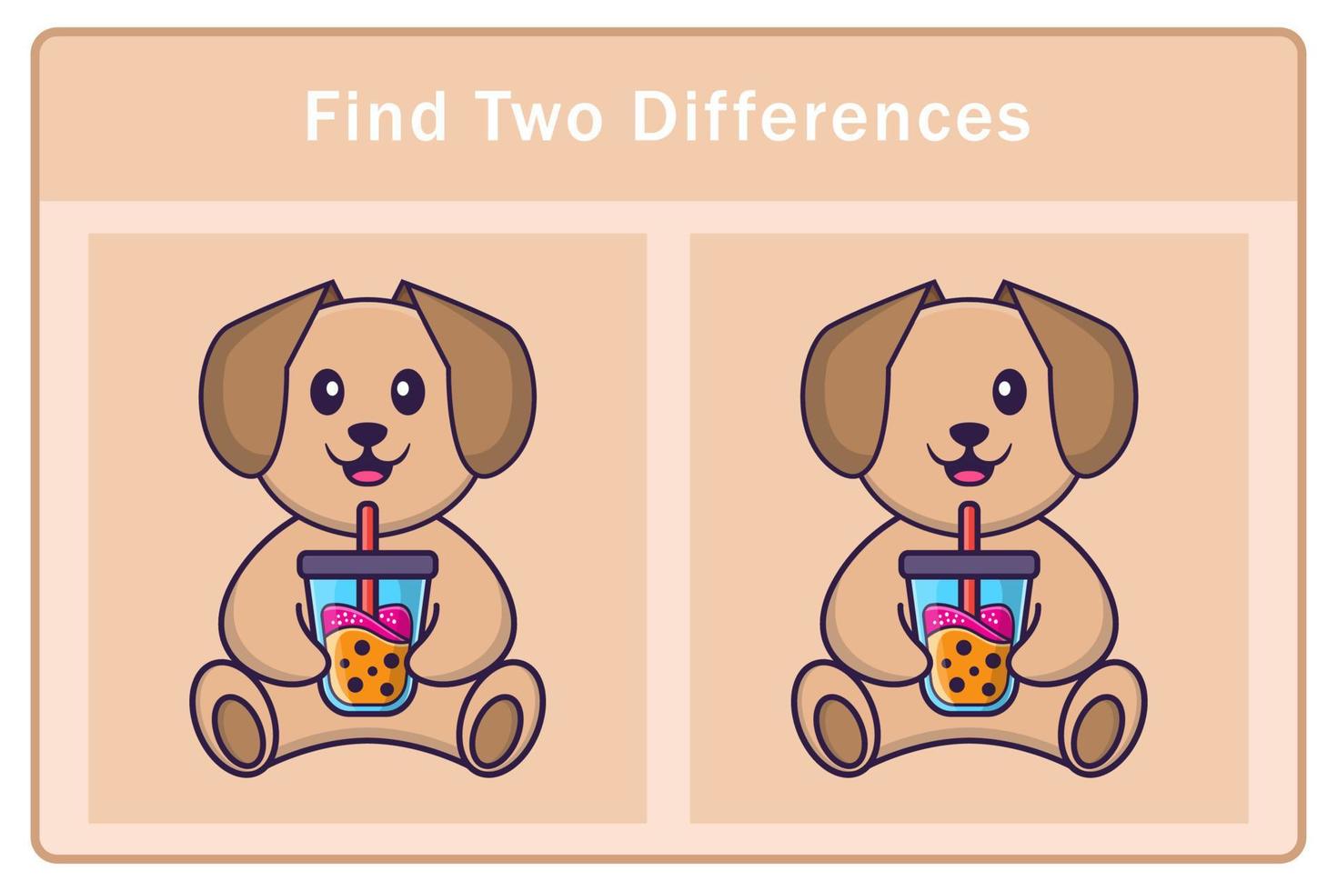 Cute dog cartoon character. Find differences. Educational game for children. Cartoon vector illustration