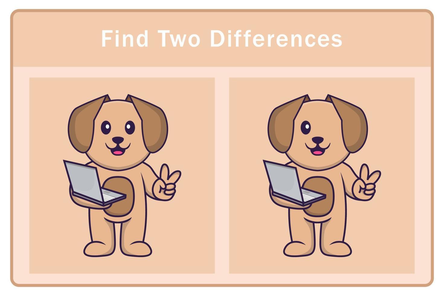 Cute dog cartoon character. Find differences. Educational game for children. Cartoon vector illustration