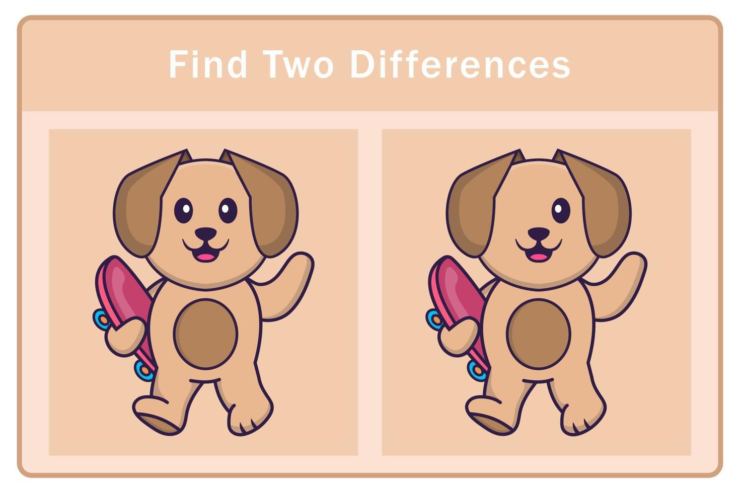 Cute dog cartoon character. Find differences. Educational game for children. Cartoon vector illustration