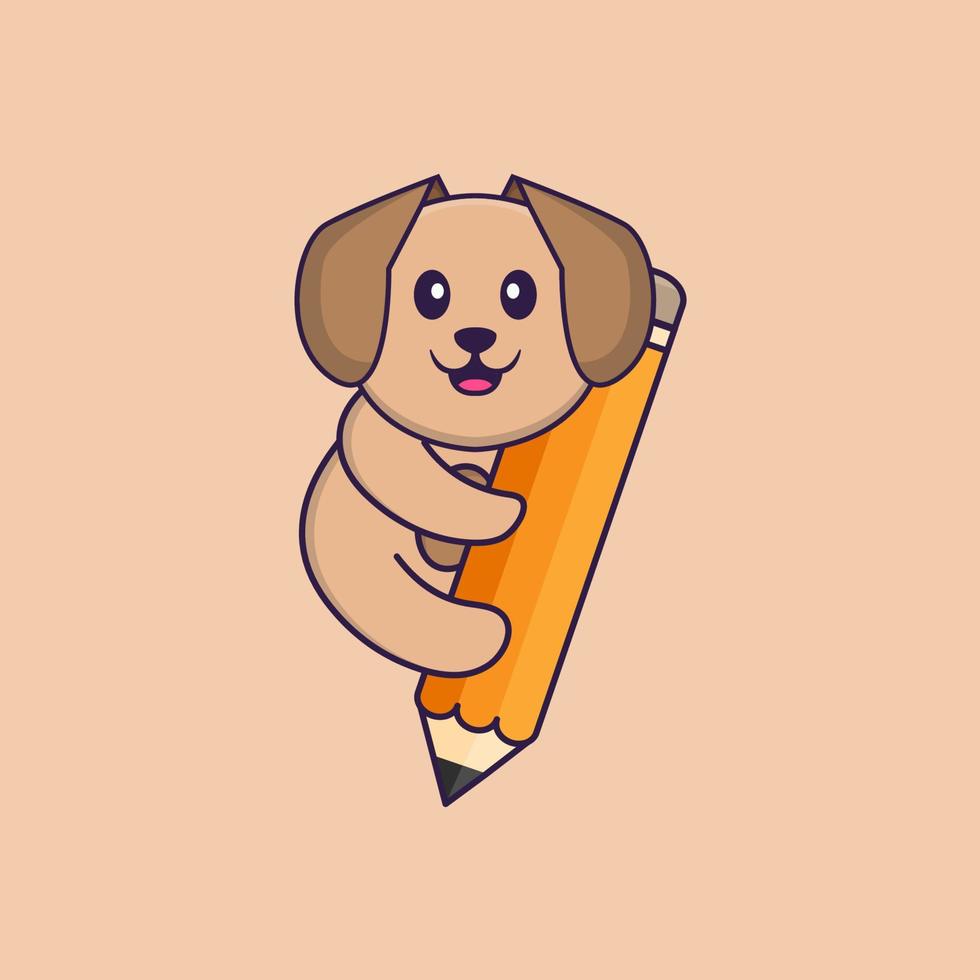 Ilustración de vector de personaje de dibujos animados de perro lindo.