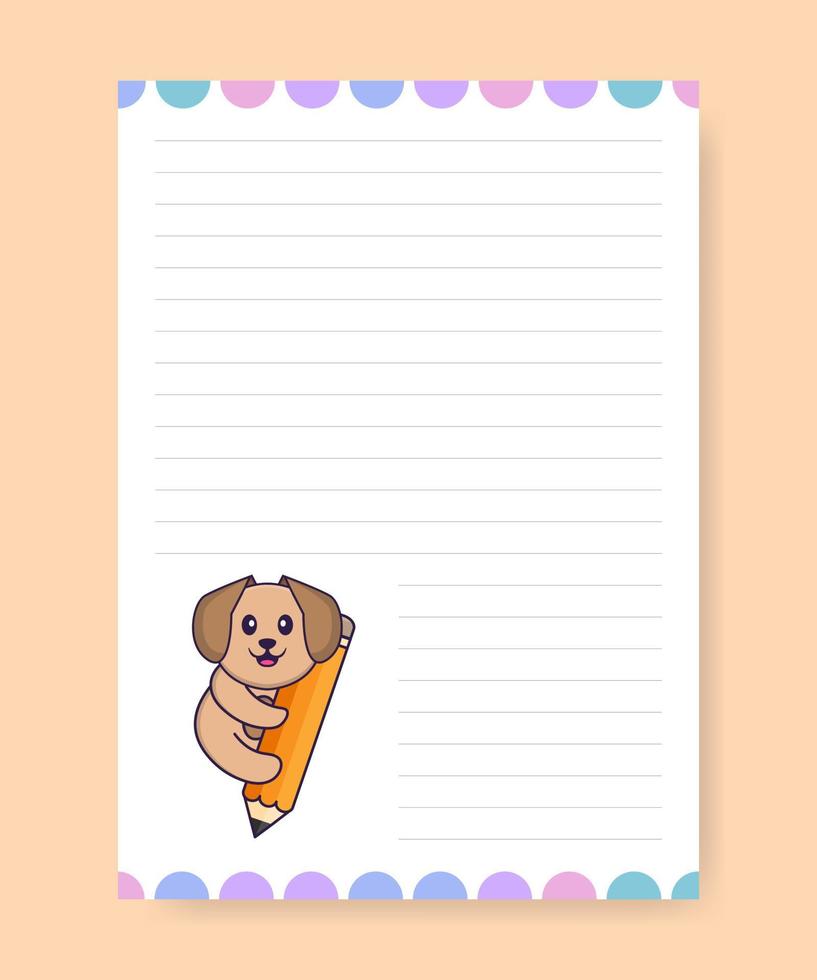 Planner page and to do list with cute dog. Cartoon vector illustration.