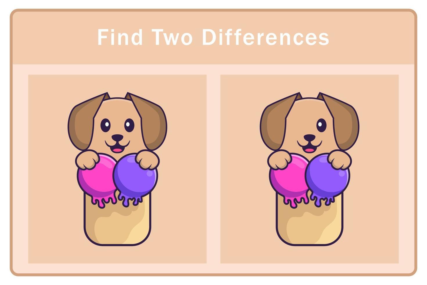 Cute dog cartoon character. Find differences. Educational game for children. Cartoon vector illustration