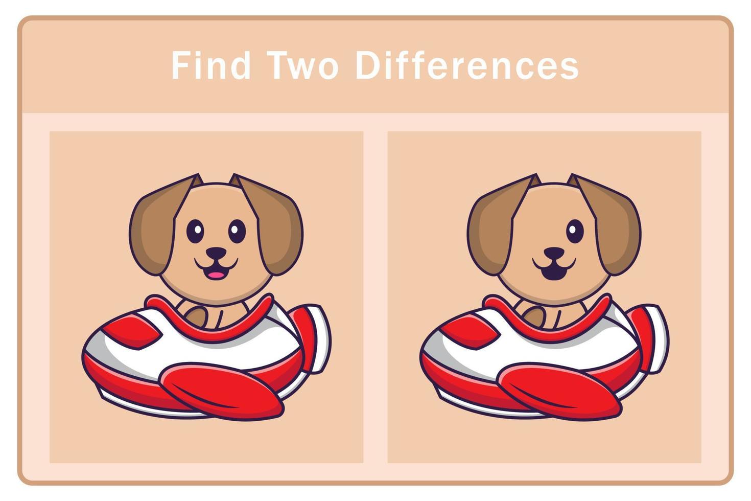 Cute dog cartoon character. Find differences. Educational game for children. Cartoon vector illustration