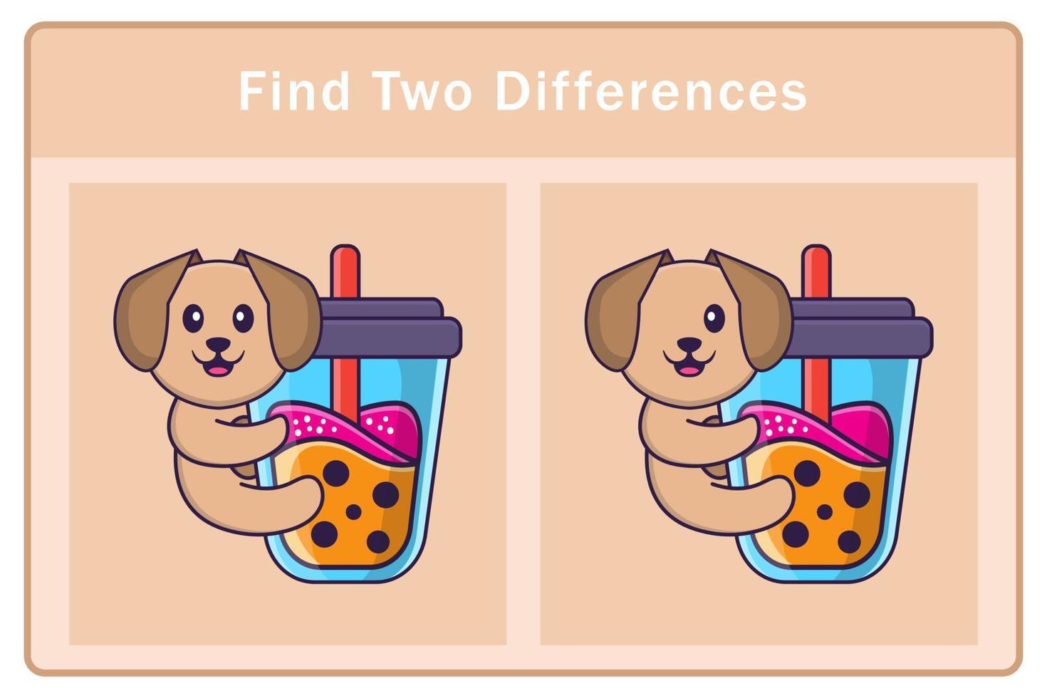 Cute dog cartoon character. Find differences. Educational game for children. Cartoon vector illustration