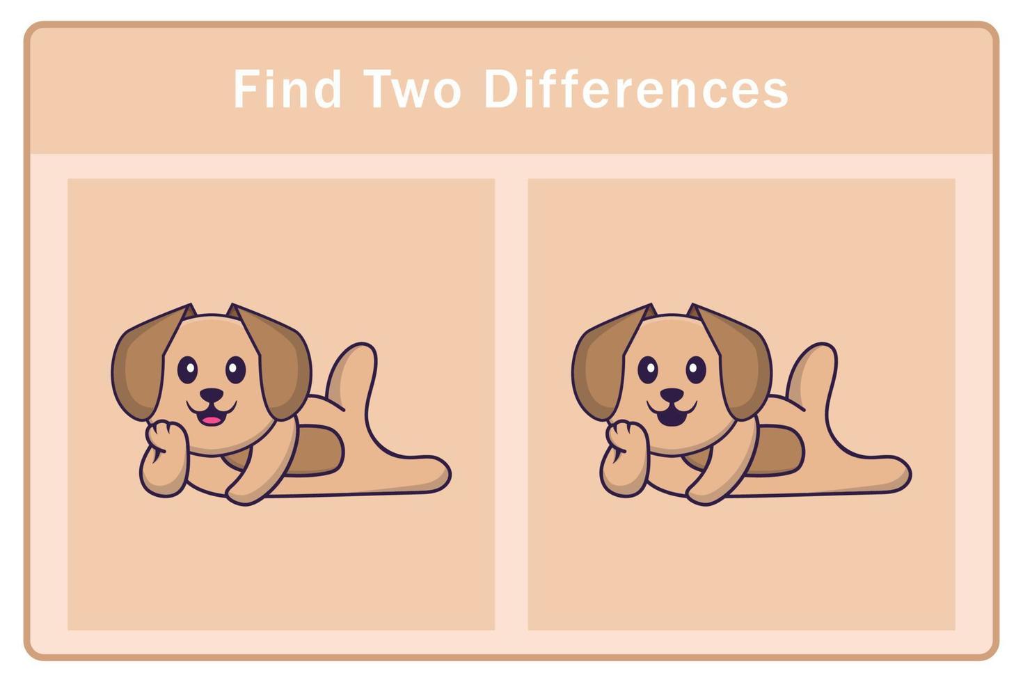 Cute dog cartoon character. Find differences. Educational game for children. Cartoon vector illustration
