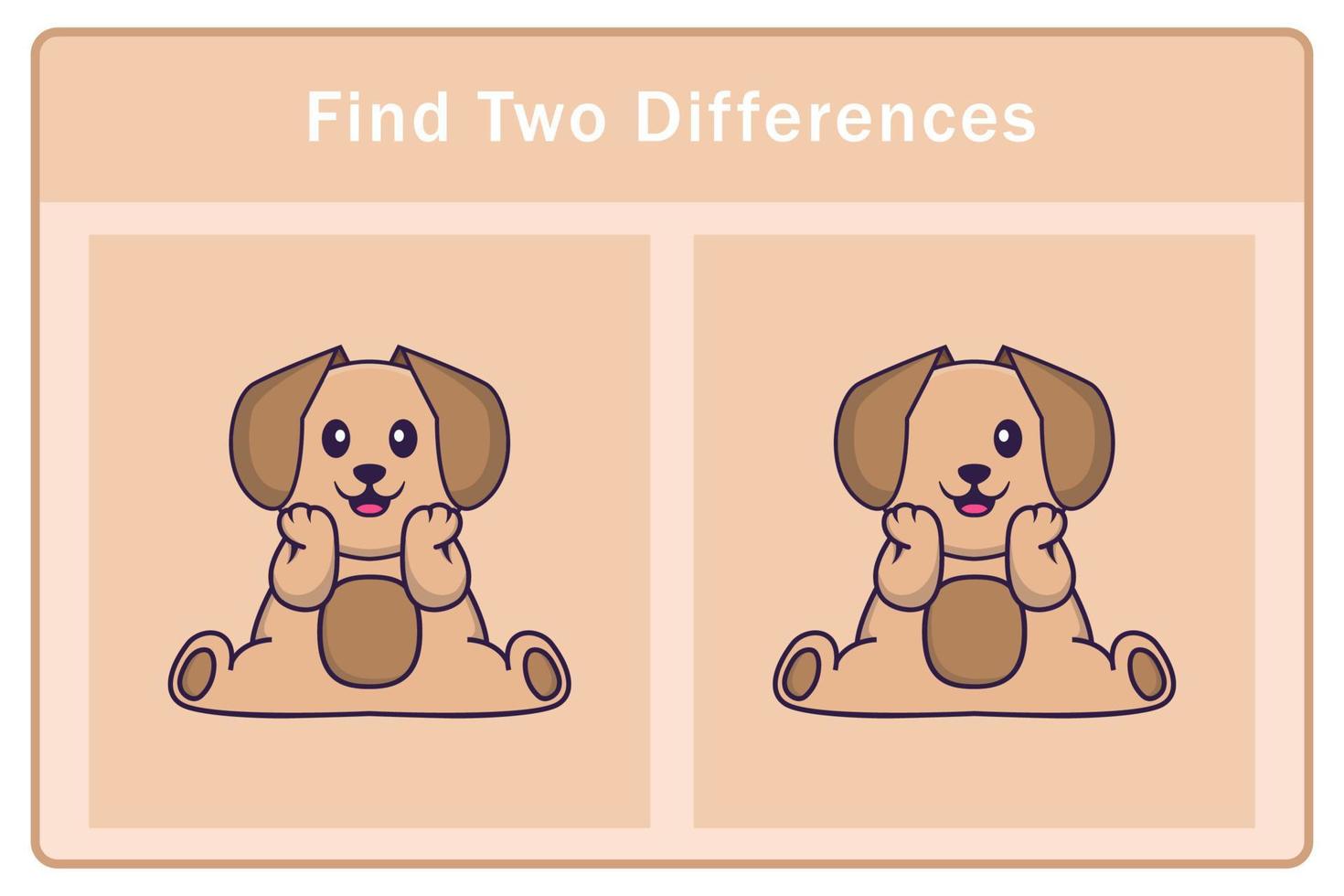 Cute dog cartoon character. Find differences. Educational game for children. Cartoon vector illustration