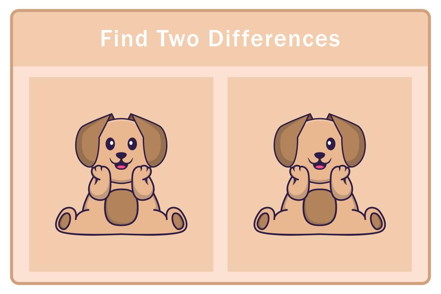 Cute dog cartoon character. Find differences. Educational game for children. Cartoon vector illustration