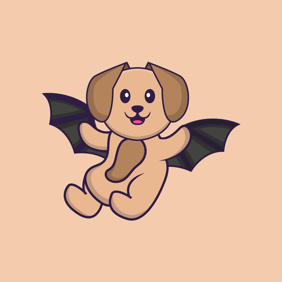 Ilustración de vector de personaje de dibujos animados de perro lindo.