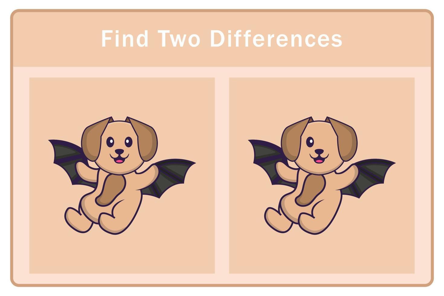 Cute dog cartoon character. Find differences. Educational game for children. Cartoon vector illustration