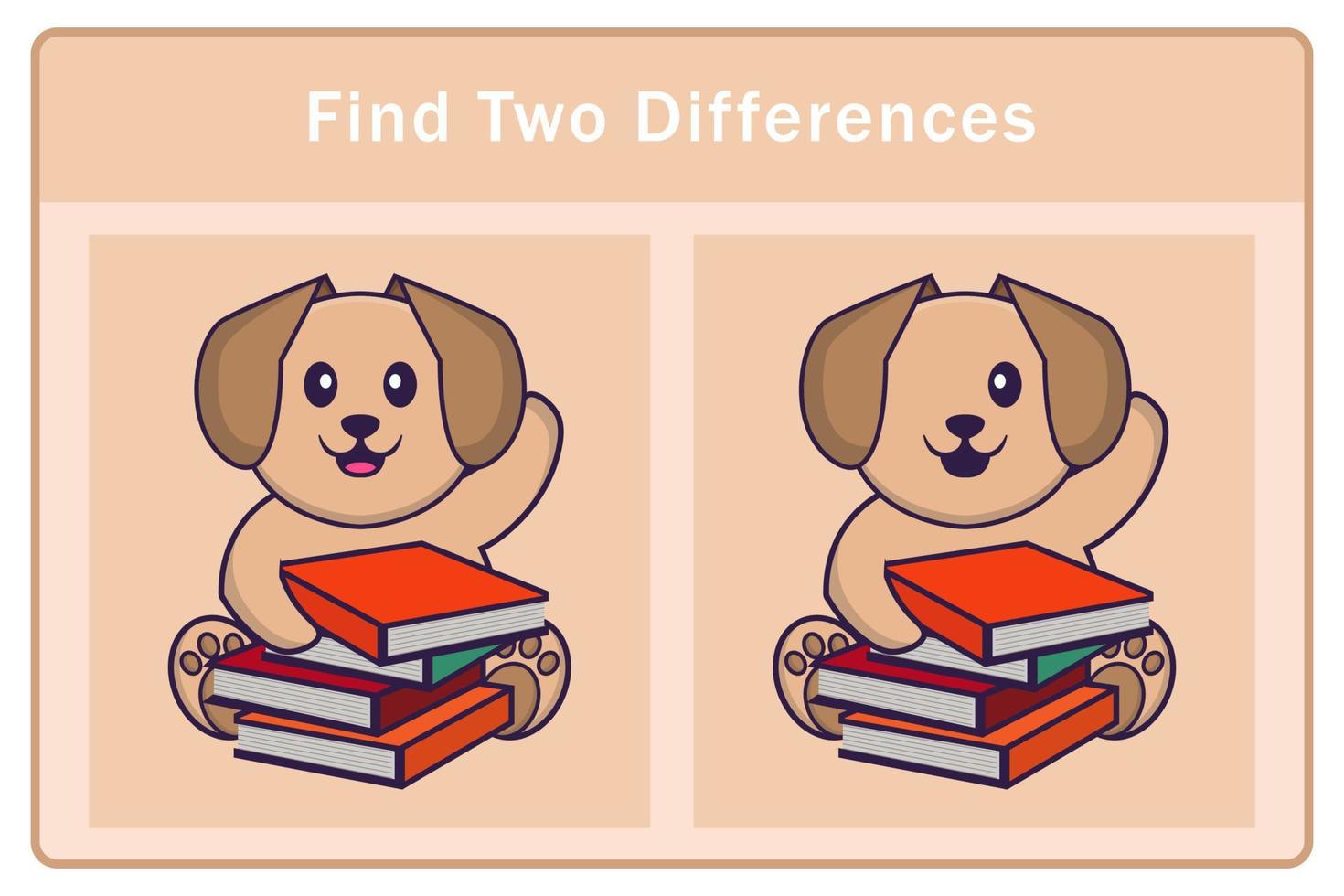 Cute dog cartoon character. Find differences. Educational game for children. Cartoon vector illustration