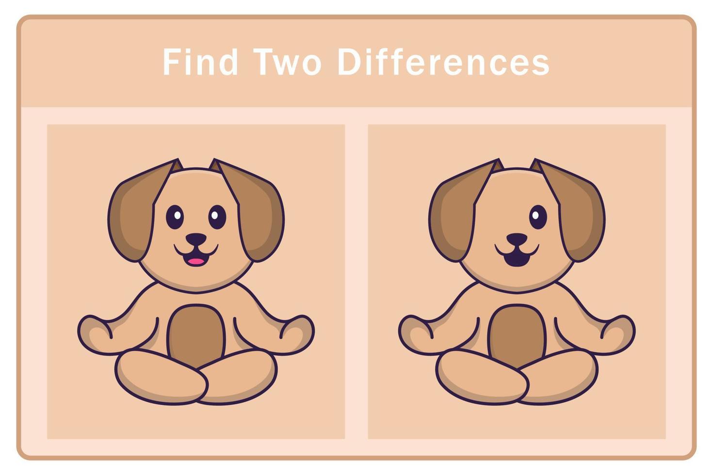 Cute dog cartoon character. Find differences. Educational game for children. Cartoon vector illustration
