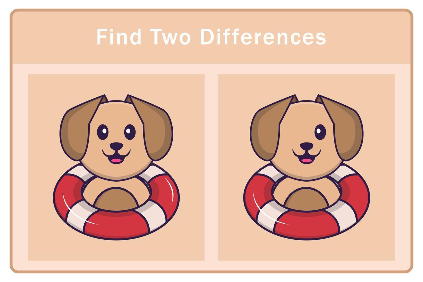 Cute dog cartoon character. Find differences. Educational game for children. Cartoon vector illustration