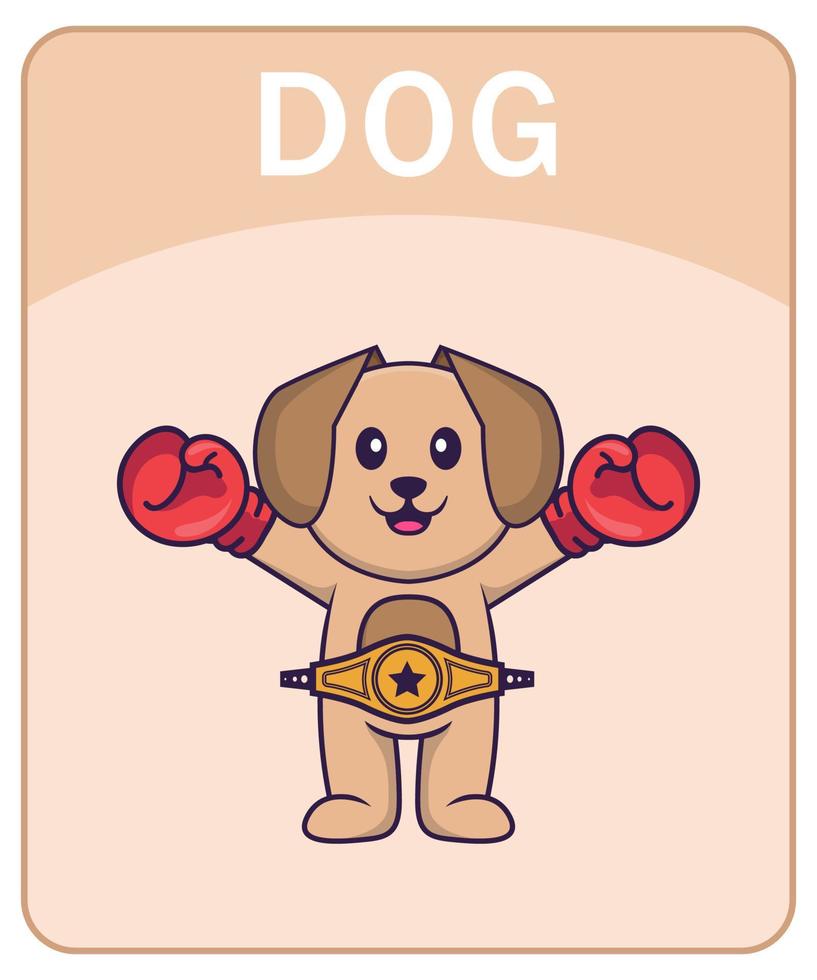 flashcard del alfabeto con personaje de dibujos animados lindo perro. vector