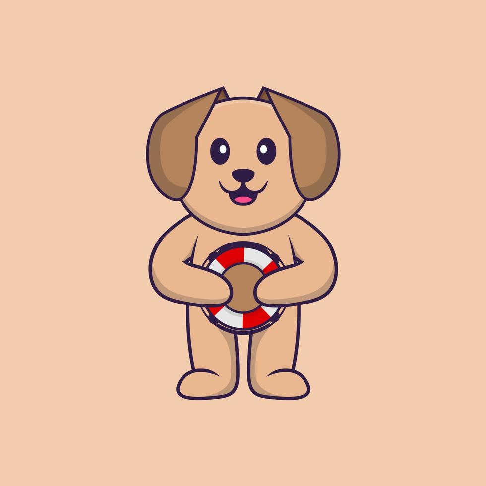 Cute dog cartoon character vector illustration.