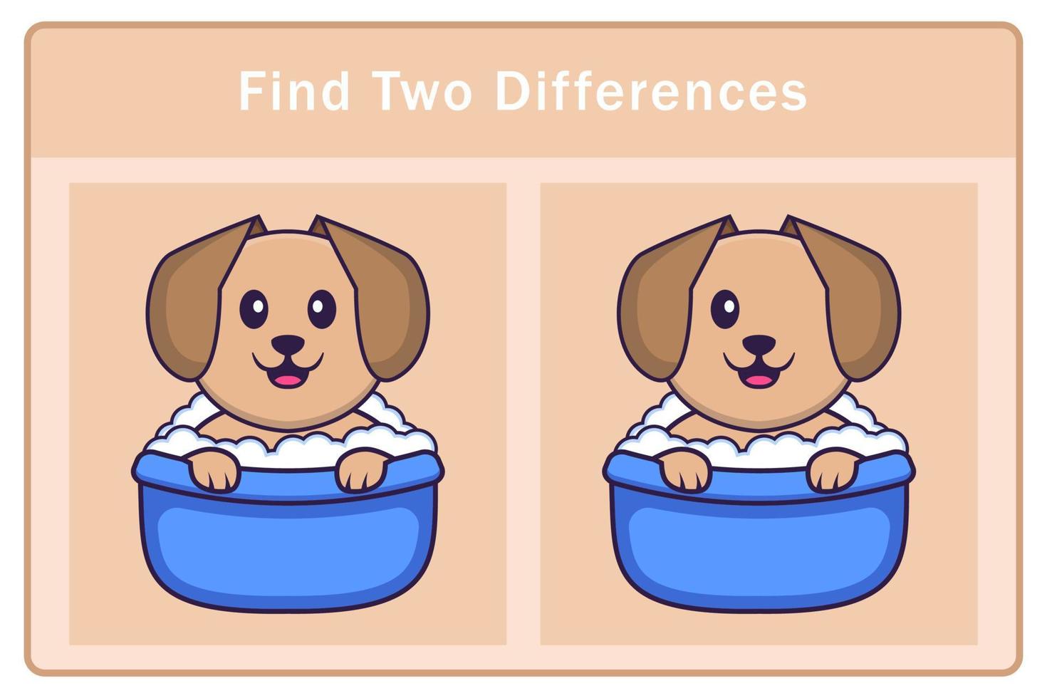 Cute dog cartoon character. Find differences. Educational game for children. Cartoon vector illustration