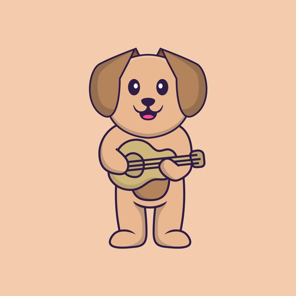 Ilustración de vector de personaje de dibujos animados de perro lindo.