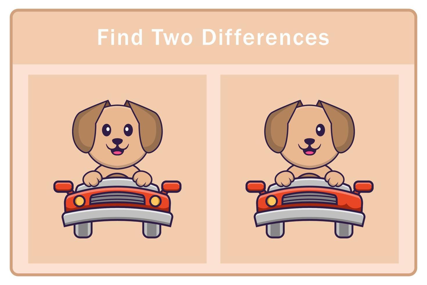 Cute dog cartoon character. Find differences. Educational game for children. Cartoon vector illustration