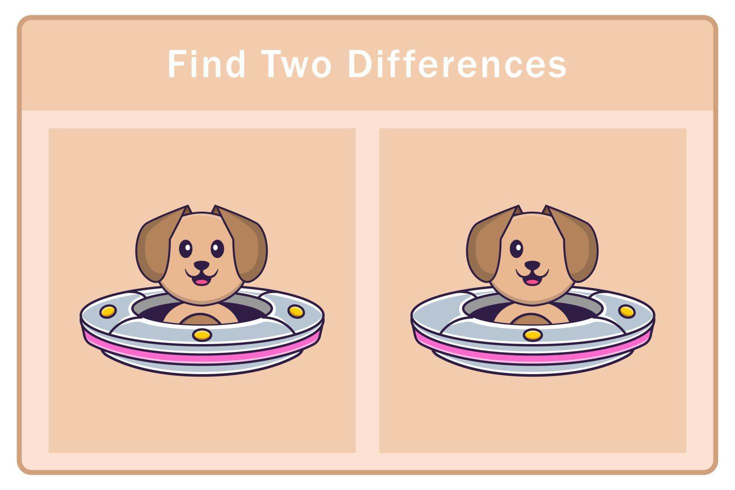 Cute dog cartoon character. Find differences. Educational game for children. Cartoon vector illustration