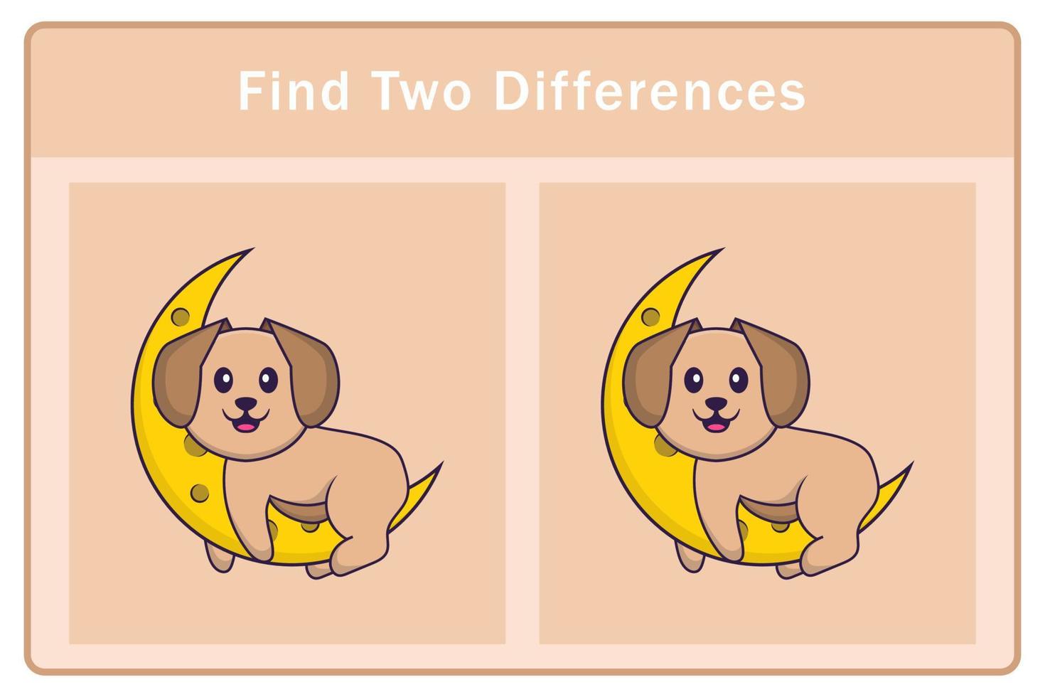 Cute dog cartoon character. Find differences. Educational game for children. Cartoon vector illustration