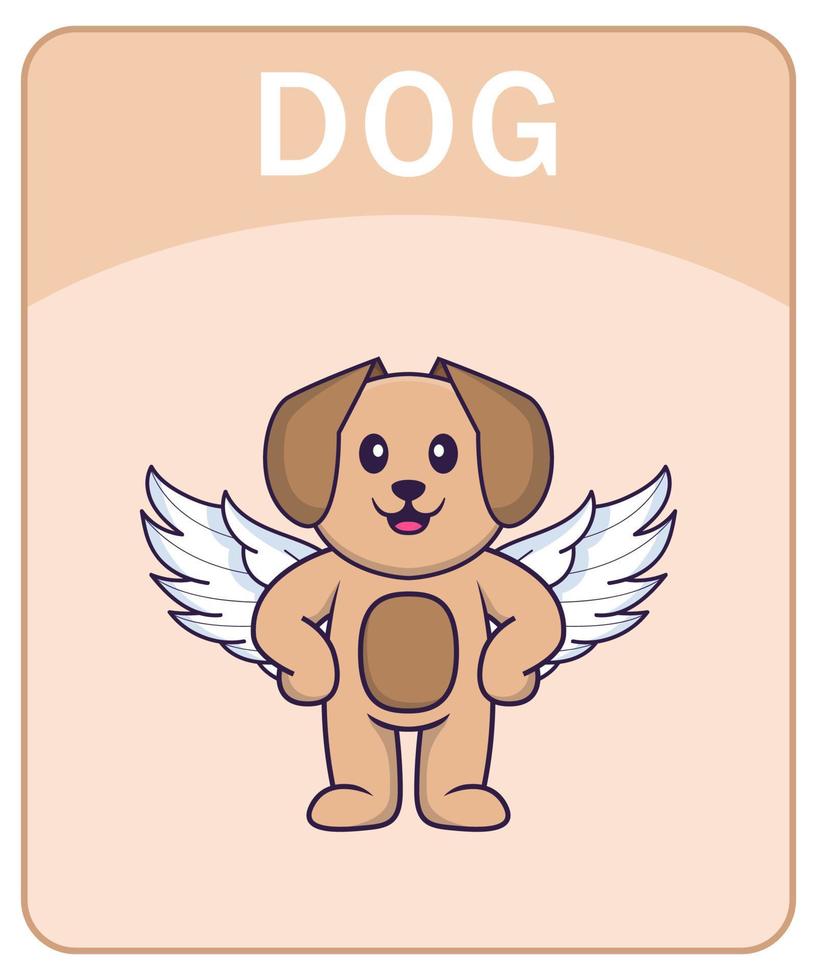 Alphabet flashcard with Cute dog cartoon character. vector