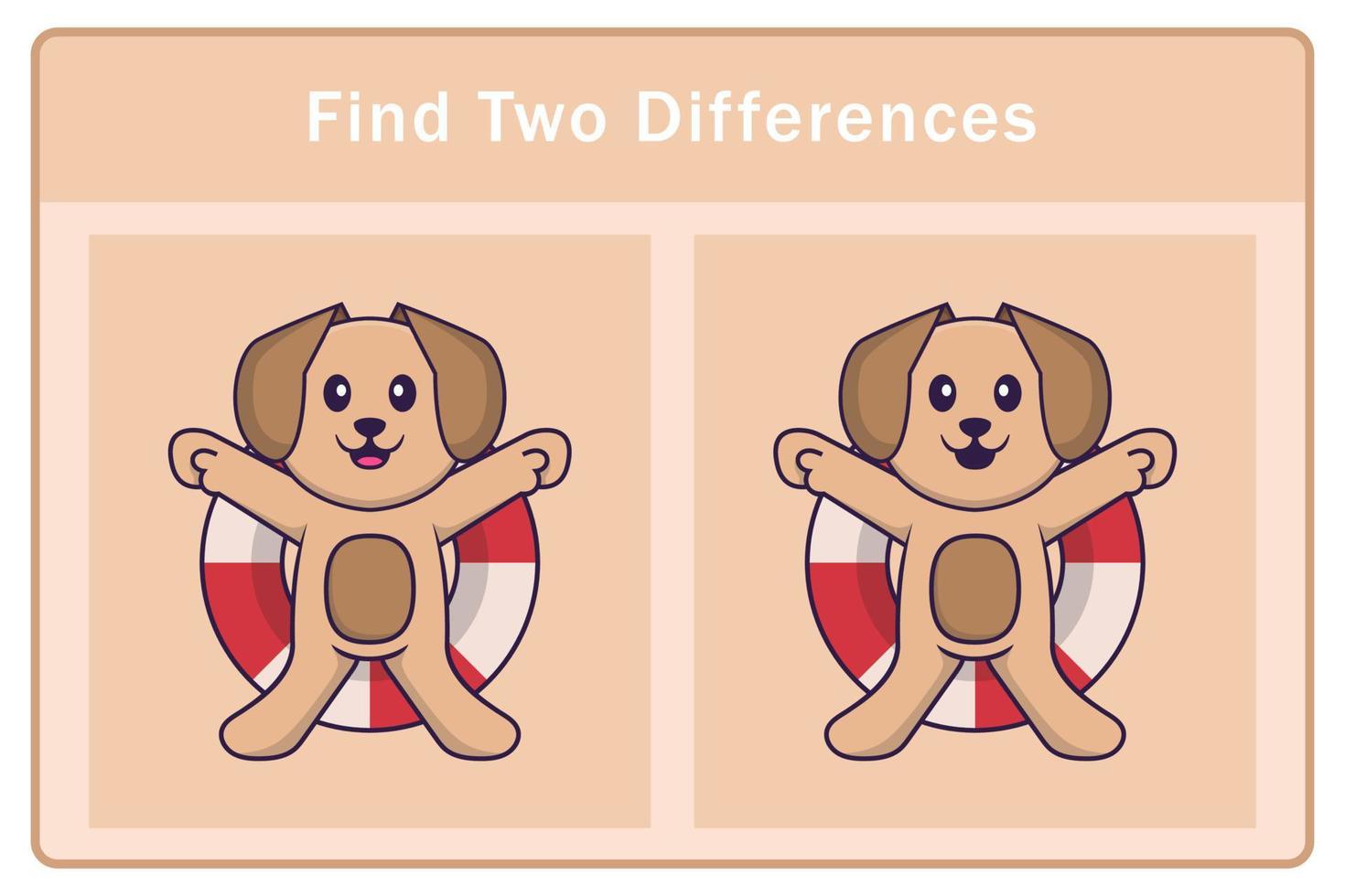 Cute dog cartoon character. Find differences. Educational game for children. Cartoon vector illustration