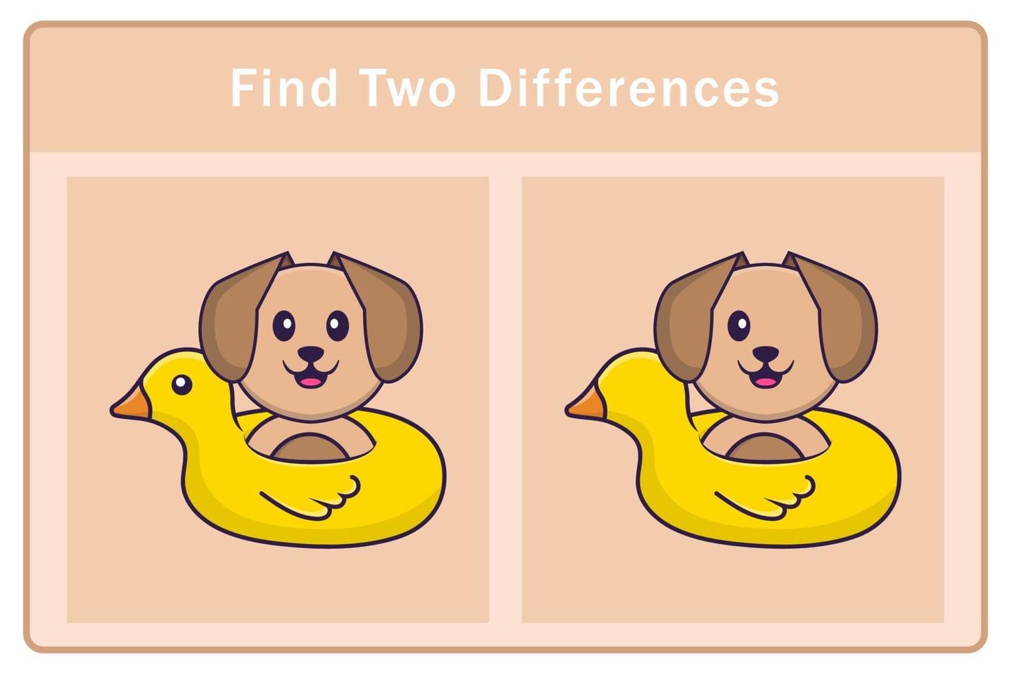 Cute dog cartoon character. Find differences. Educational game for children. Cartoon vector illustration