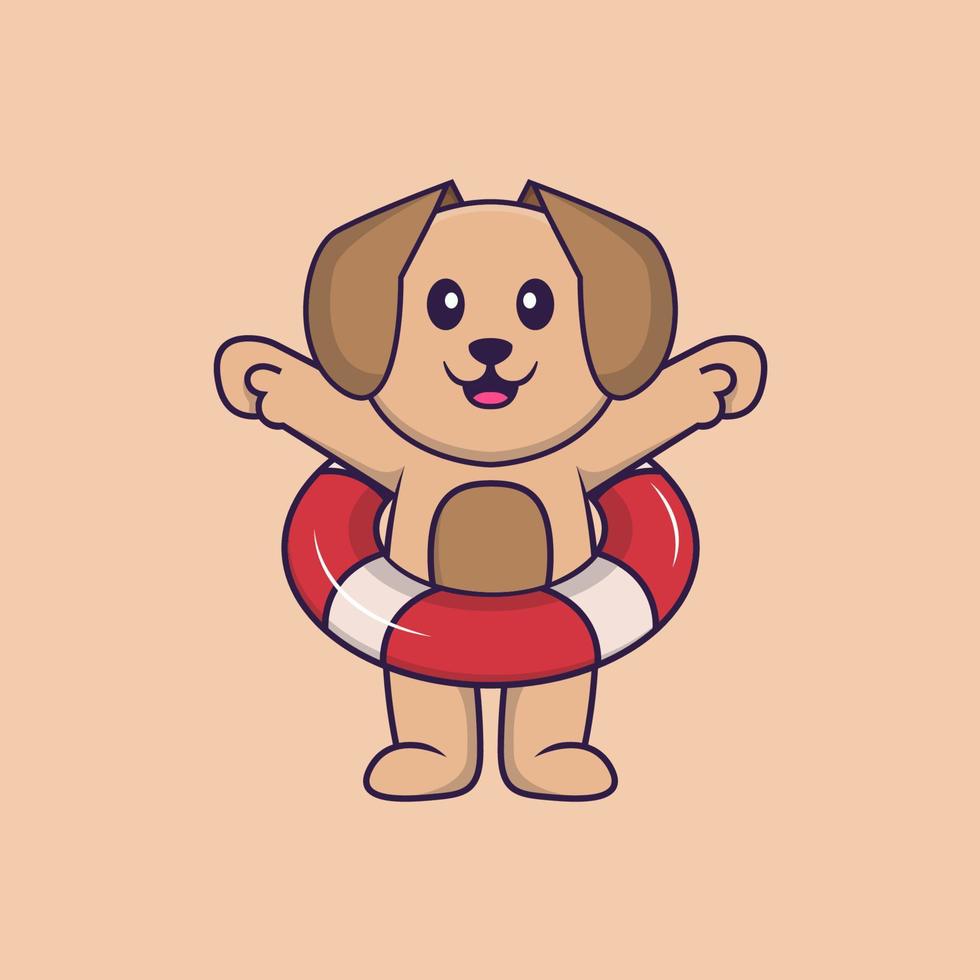 Ilustración de vector de personaje de dibujos animados de perro lindo.