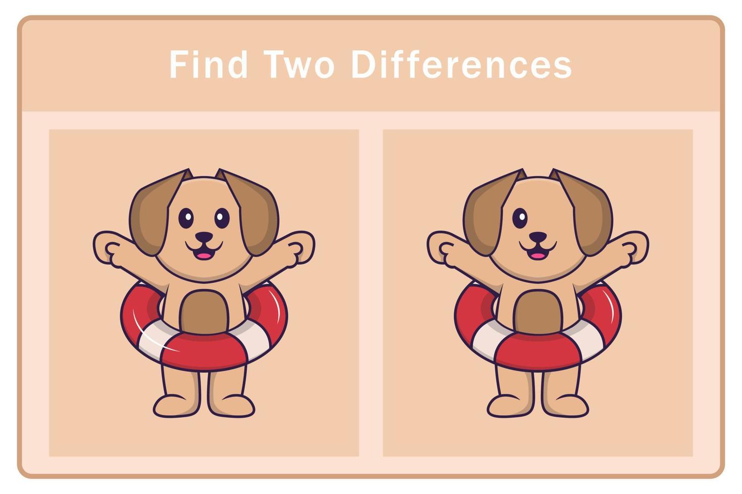 Cute dog cartoon character. Find differences. Educational game for children. Cartoon vector illustration