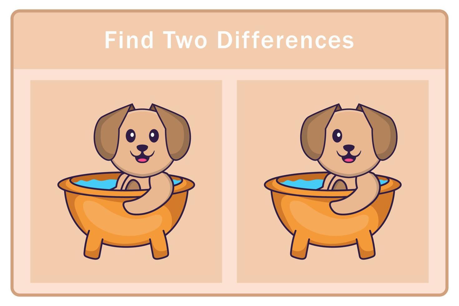Cute dog cartoon character. Find differences. Educational game for children. Cartoon vector illustration