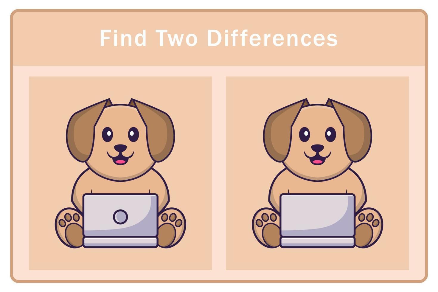 Cute dog cartoon character. Find differences. Educational game for children. Cartoon vector illustration