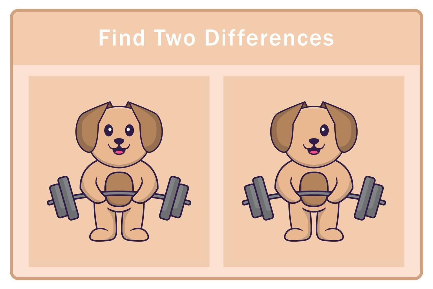 Cute dog cartoon character. Find differences. Educational game for children. Cartoon vector illustration