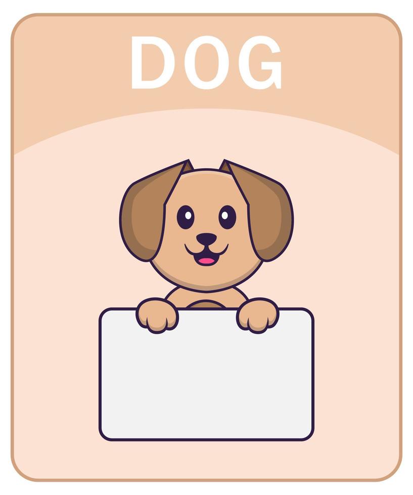 flashcard del alfabeto con personaje de dibujos animados lindo perro. vector